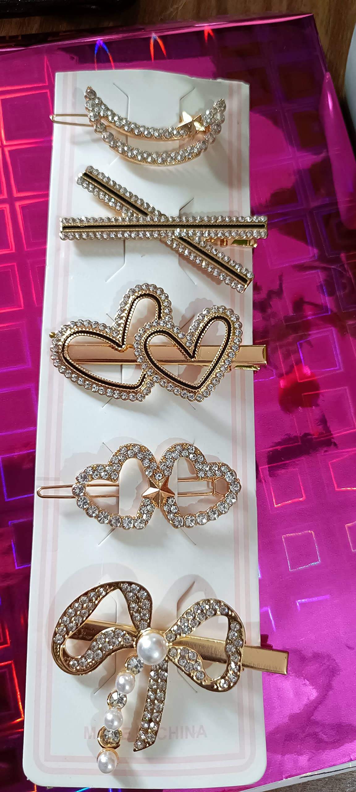 **Unicorn Hair Clips for Girls & Women – 3+1 Set with Black Stone | Metal Barrettes & Baby Hairpins for School, Party & Everyday Use**