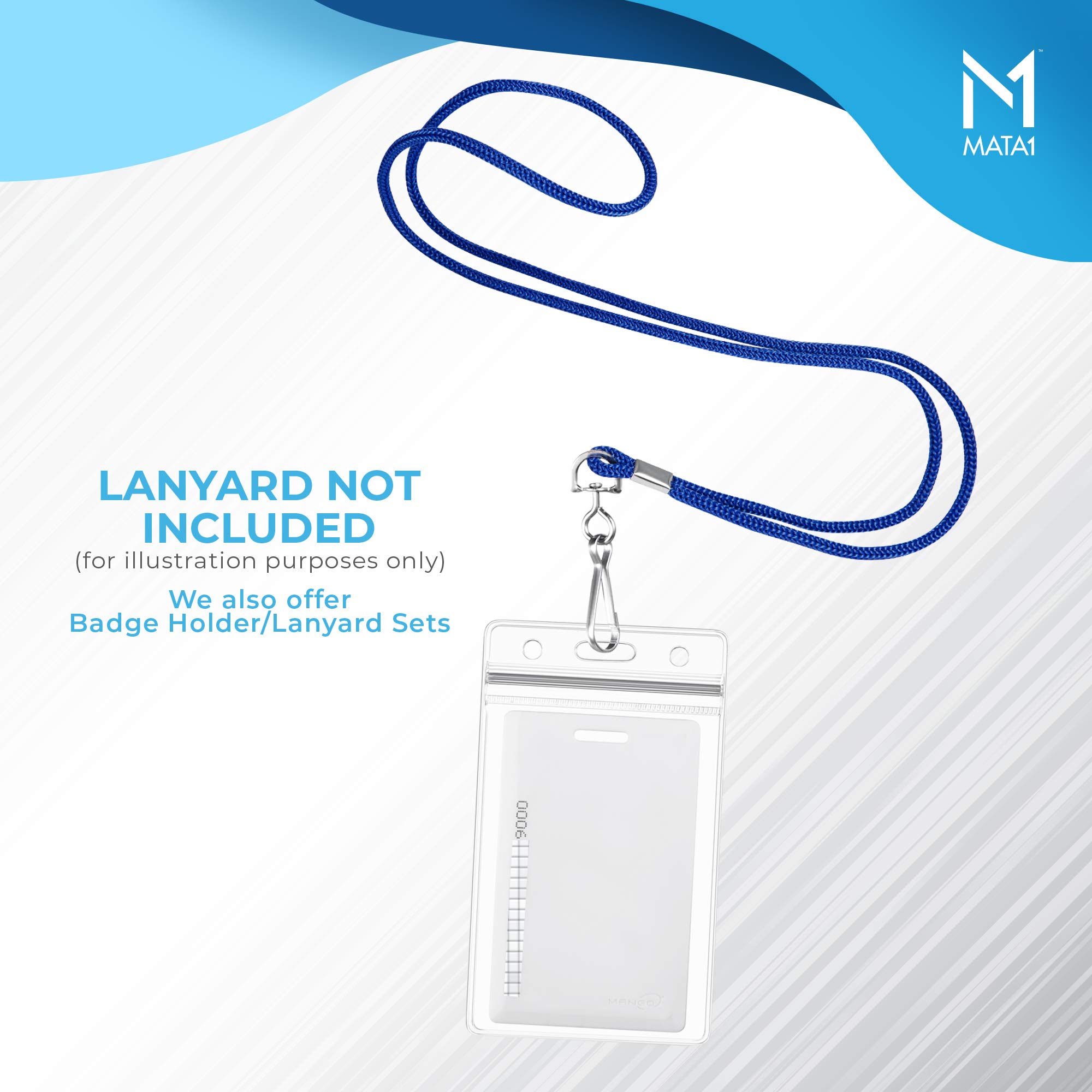 Mata1-USA 2.25x3.5 Inch Clear Vertical ID Badge Holders (1000 Pack) - Plastic Name Tag Card Holders with Zipper for Events, Conferences & Workplace Security