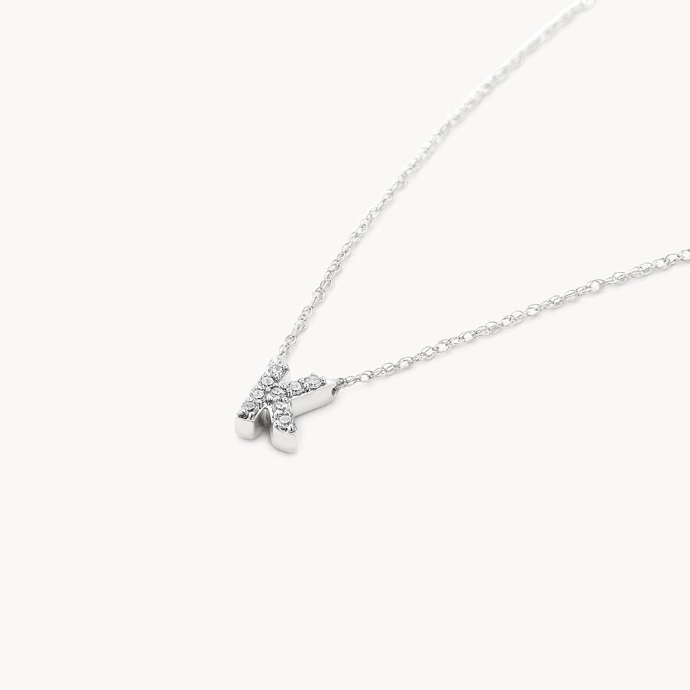 Diamond Letter K Necklace in Sterling Silver - Elegant Personalized Jewelry for Women, Perfect for Gifts, Birthdays & Everyday Wear