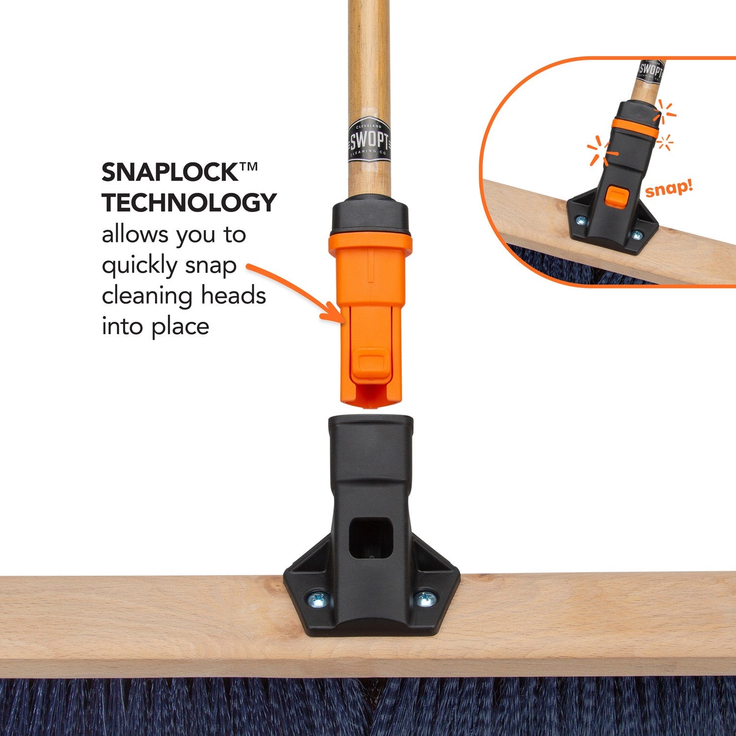 Premium 24-Inch Multi-Surface Push Broom Head with 60-Inch Wooden Handle - Heavy-Duty Cleaning for Driveways, Garages, and Outdoor Spaces