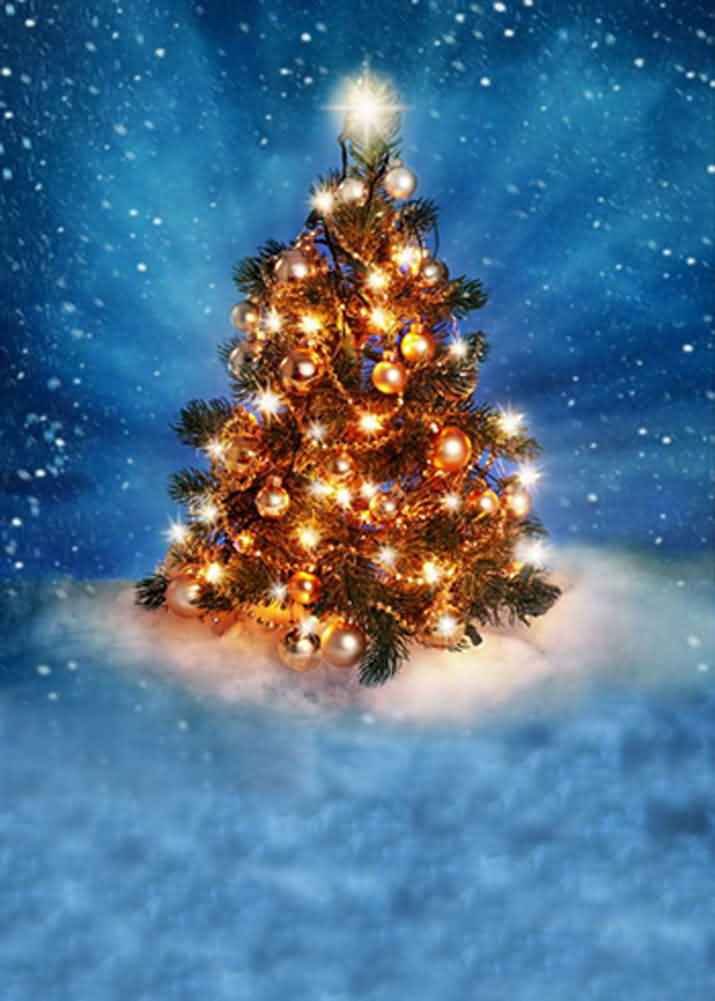 Twinkling Christmas Tree Backdrop 5x7ft - Holiday Photo Background for Parties