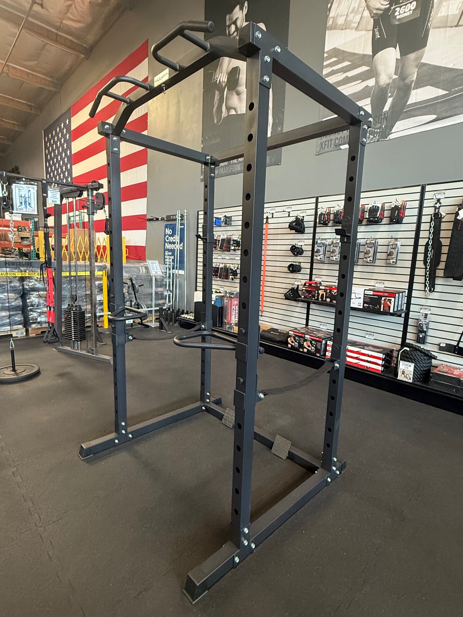 Hulkfit Power Cage with Pull-Up Bar, Dip Bars & Spotter Straps - Heavy Duty Home Gym Equipment for Strength Training & Weightlifting