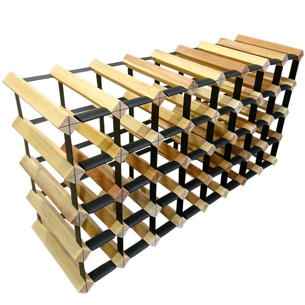 32-Pocket Mahogany Wine Rack for Home Bar - Vino Stack Wine Bottle Organizer for Kitchen, Dining Room & Wine Cellar Storage