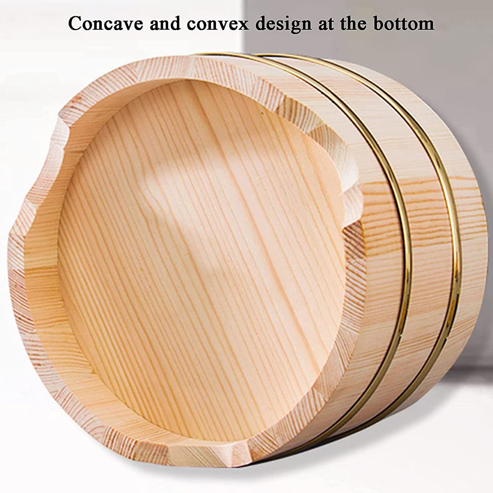Wooden Sushi Rice Bowl with Lid - Copper Edge Sushi Oke Rice Mixing Tub - Premium Sushi Making Accessory for Restaurants & Home Kitchens - Large Size for Perfect Sushi Rice Preparation - Ideal for Sushi Parties, Japanese Cuisine & Asian Cooking