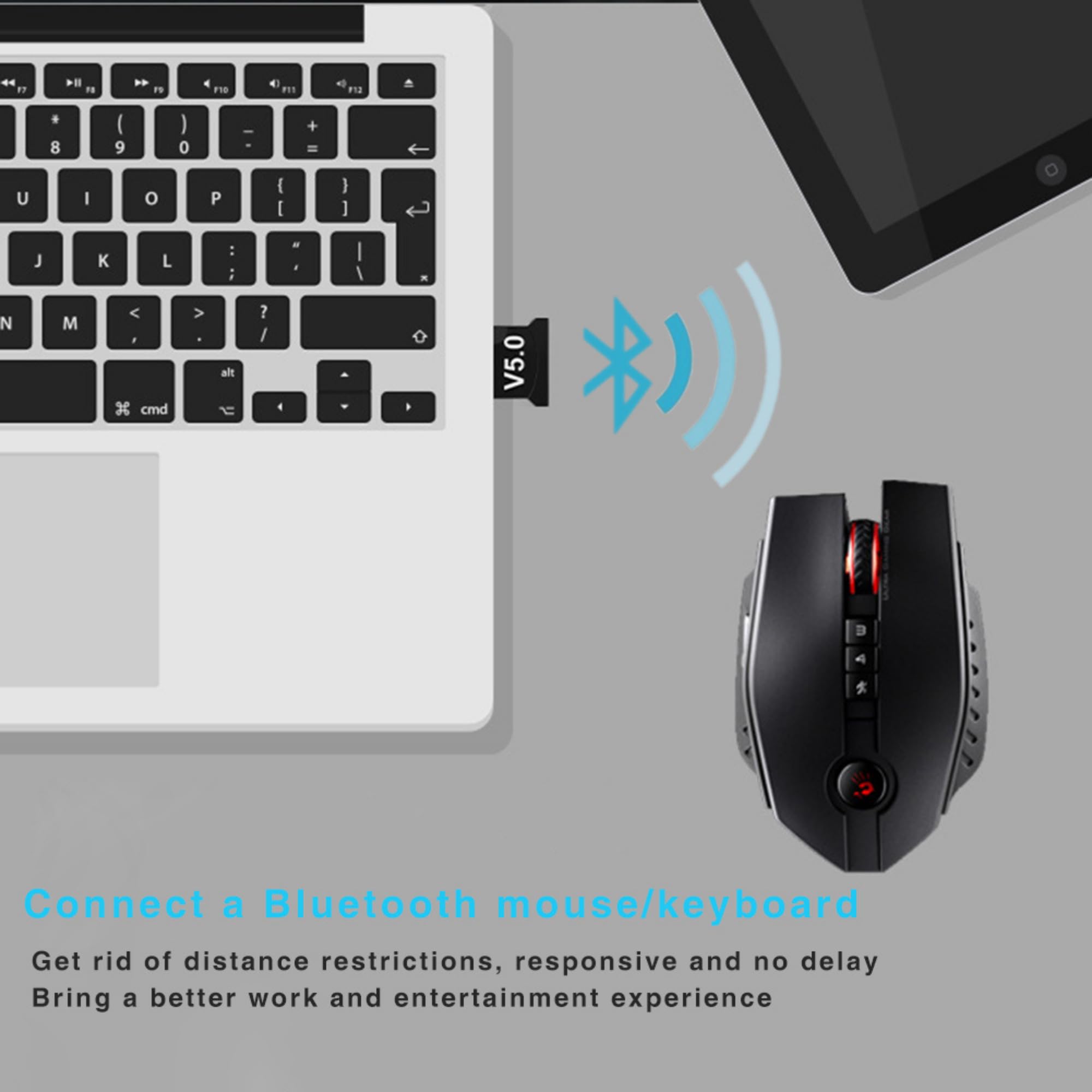 Nano USB Bluetooth 5.0 Adapter - Mini Wireless Dongle for PC/Laptop, Headphones, Speakers, Keyboard, Mouse & Printer - Long Range Plug & Play Receiver for Windows 10/8/7/XP - Perfect for Home Office, Gaming & Multimedia Streaming