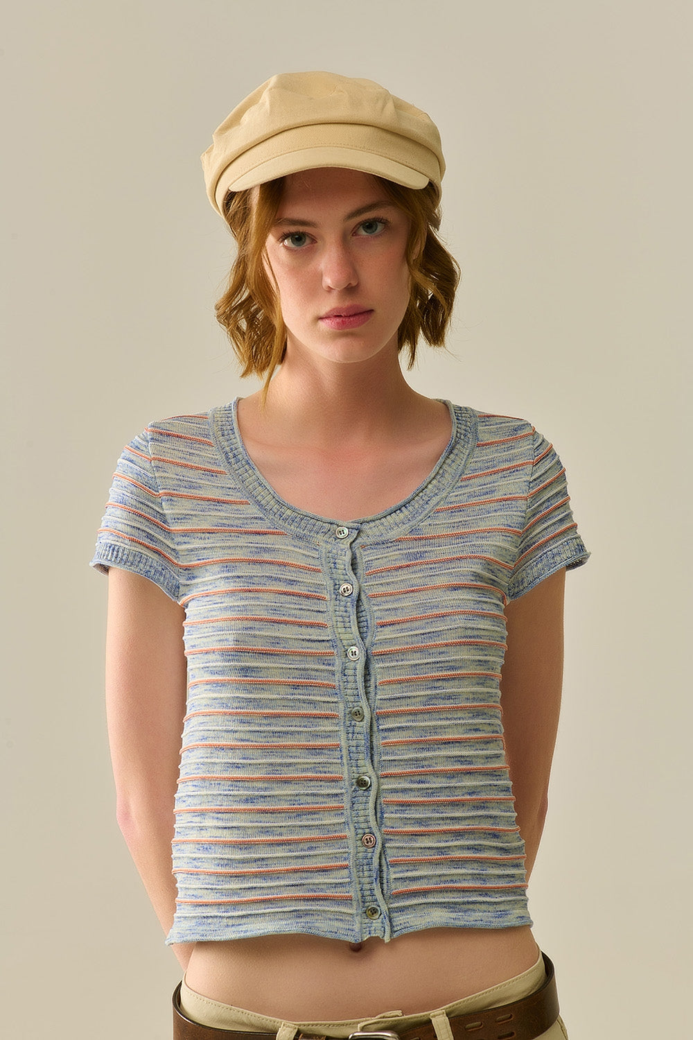 Blue Striped Button Pullover Sweater - Casual Knit Top for Men & Women | Perfect for Fall, Winter & Layering Outfits