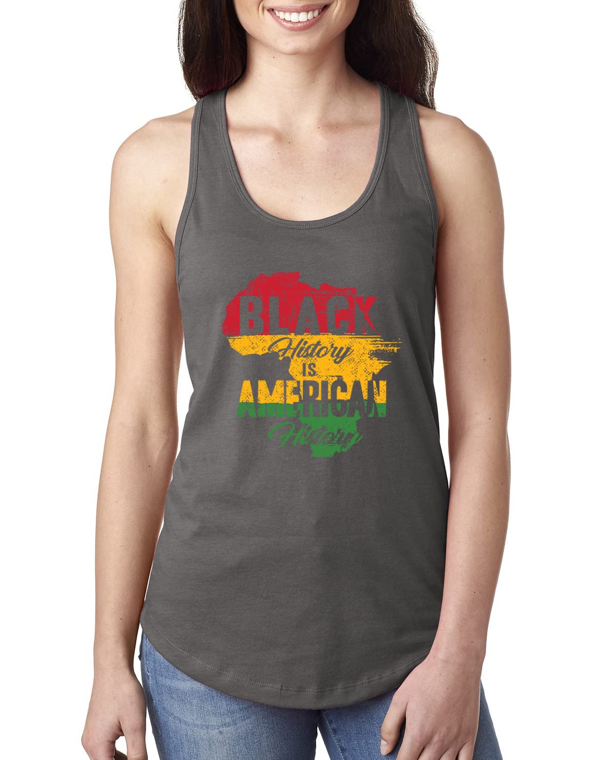 Black History is American History - Black Pride Women's Racerback Tank Top for Workouts, Casual Wear & Empowerment