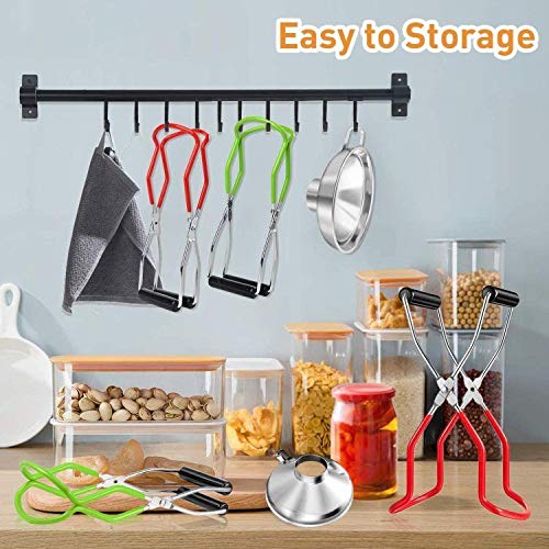 Stainless Steel Canning Jar Lifter Tongs with Canning Rack & Funnel Set - Kitchen Canning Tools for Home Preserving, Pickling, Jam Making - Perfect for Mason Jars, Home Canning & Food Storage