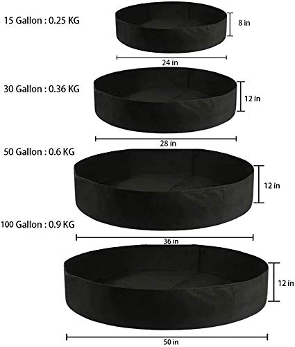 **50 Gallon Large Fabric Raised Planting Bed - Breathable Round Garden Grow Bag for Herbs, Flowers & Vegetables | Durable Black Planter Pot for Outdoor & Indoor Gardening (1 Pack)**