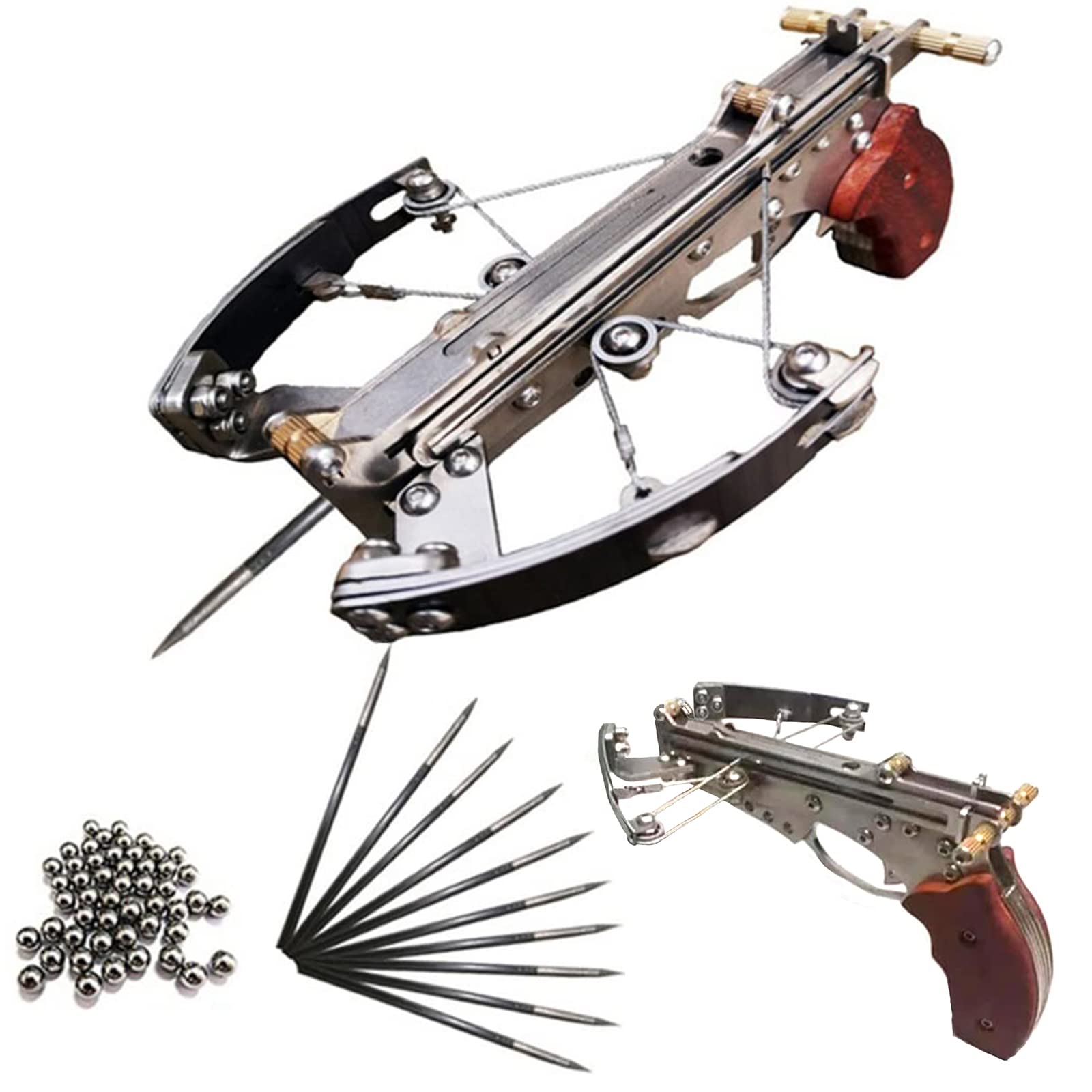YONTYEQ Powerful Mini Crossbow - All Metal Portable Hunting Bow, Pocket-Sized Shooting Toy for Outdoor & Fishing | Perfect Gift for Boys & Outdoor Enthusiasts | Great for Camping, Hunting & Survival Training