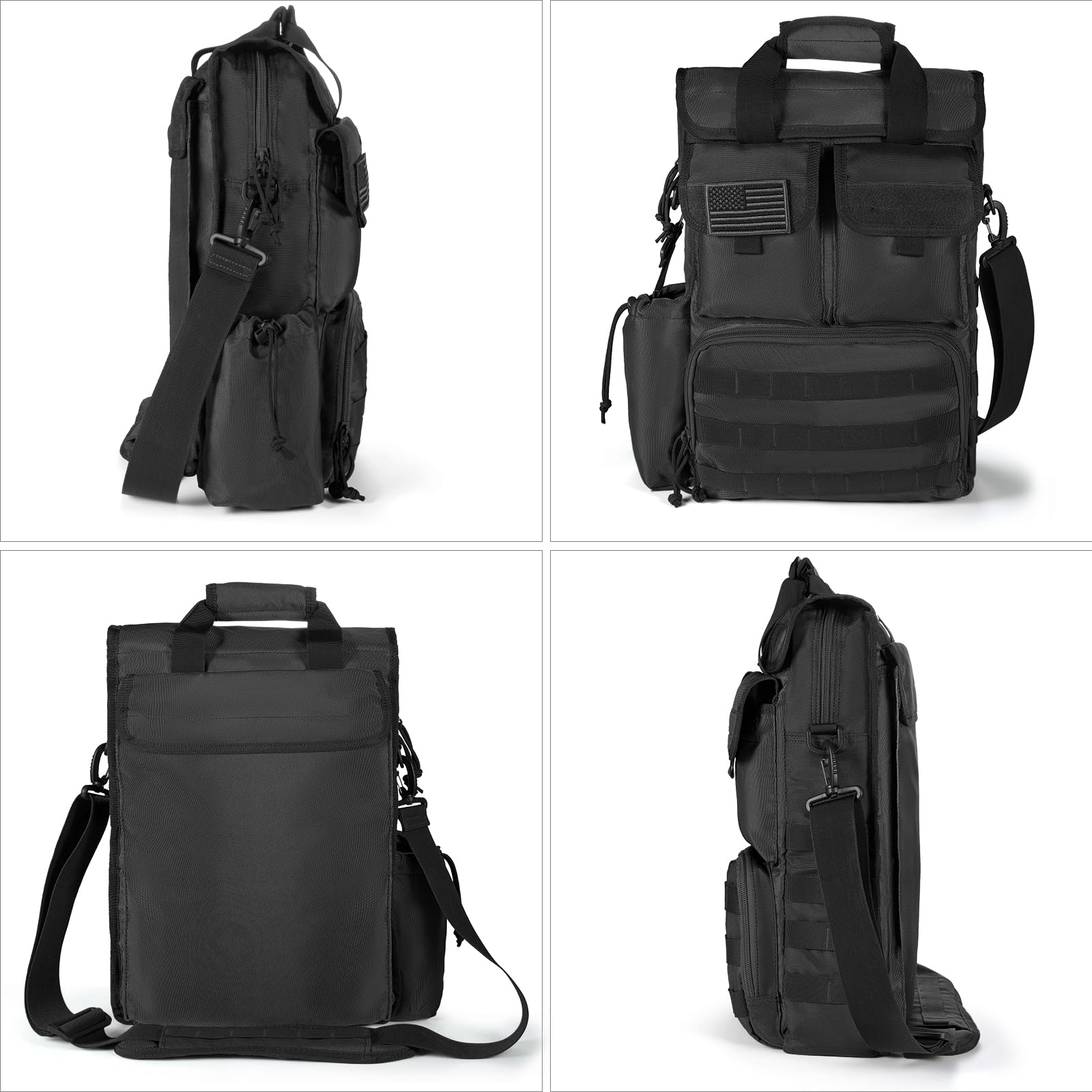 17.3 Inch Tactical Military Laptop Messenger Bag - Durable Crossbody Shoulder Briefcase for Men (Black) - Perfect for Business, Travel & Outdoor Adventures