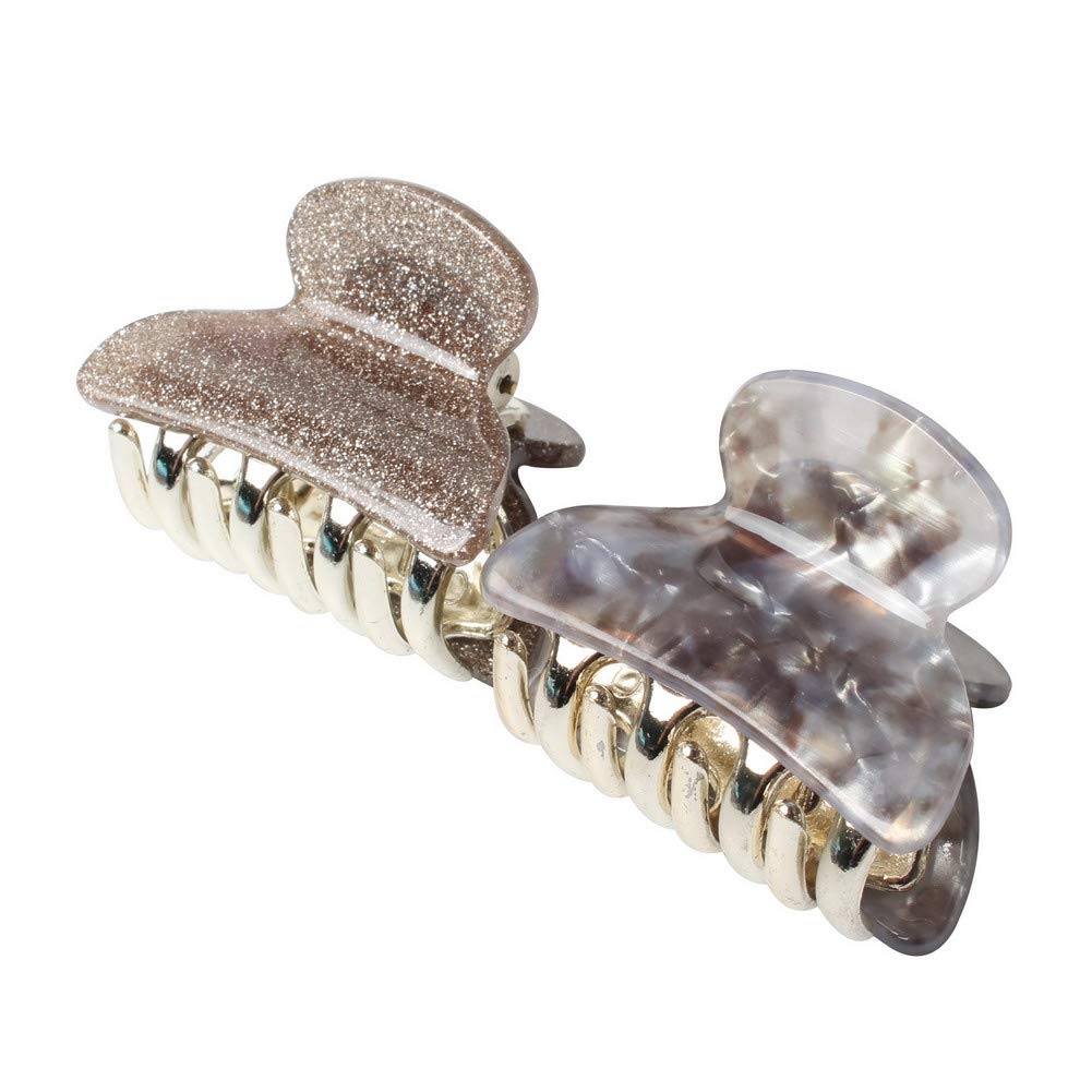 1.57 Inch Floral Printed Acrylic Hair Claw Clips for Women & Girls - Non-Slip Grip Hair Clamps (Pack of 12) - Perfect for School, Work, and Everyday Styling