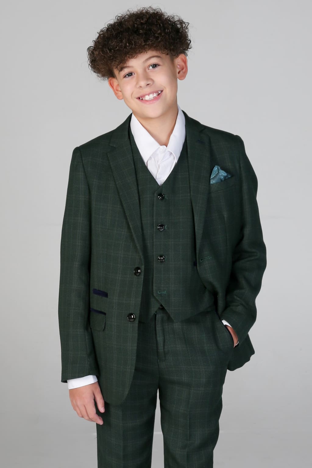 Boys' Leo Green 3-Piece Suit Set | Formal Wear for Weddings, Parties & Special Occasions | Kids' Dress Suit with Jacket, Vest & Pants