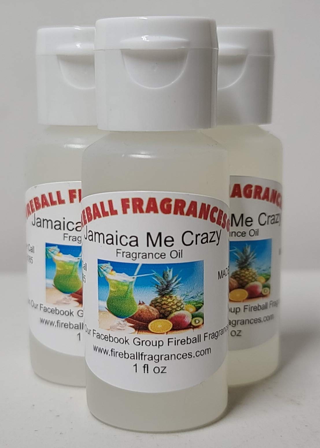 3 Pack Jamaica Me Crazy Tropical Scented Oils by Fireball Fragrances - 1 Oz Bottles for Aromatherapy, Home Diffusers & DIY Candles | Exotic Caribbean Fragrance Oil Set