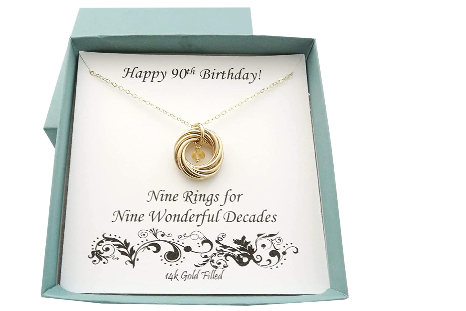90th Birthday Gifts for Women - Gold Birthstone Necklace with Cubic Zirconia | Elegant Jewelry for Grandmother's Milestone Celebration | Perfect for Birthday Parties, Anniversaries & Special Occasions