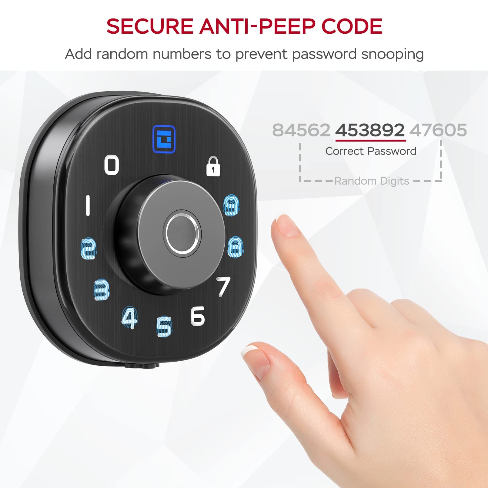 GeekTale Smart Keyless Entry Door Lock - Fingerprint & Keypad Deadbolt for Front Door, App Control, Auto Lock, Exterior Security - Perfect for Home, Office & Vacation Rentals