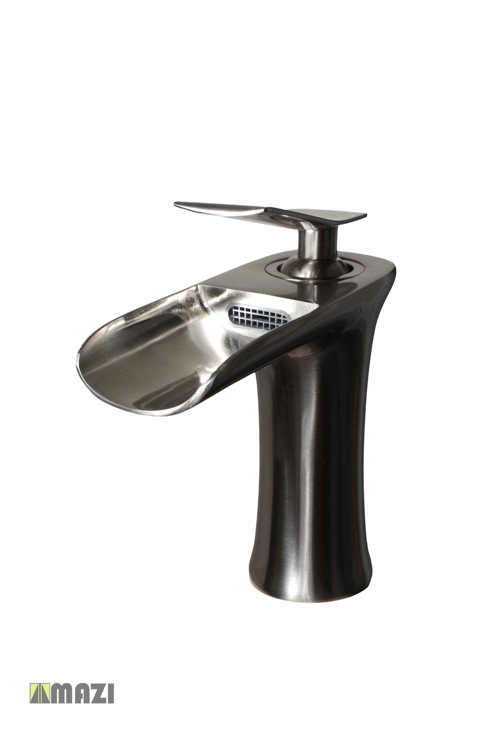 Brushed Nickel Bathroom Vessel Faucet - Modern Waterfall Spout Design for Vanity Sinks | Perfect for Home, Hotel, and Spa Bathroom Renovations