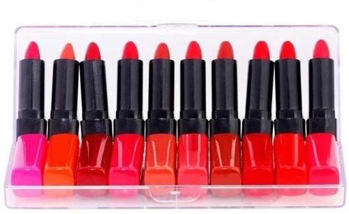 Beggie Pocket Matte Beauty Lipstick - Red Edition Combo Set of 10 Pcs (Multicolor, 30g) | Long-Lasting, Vegan & Cruelty-Free Lipstick | Perfect for Parties, Weddings & Everyday Wear