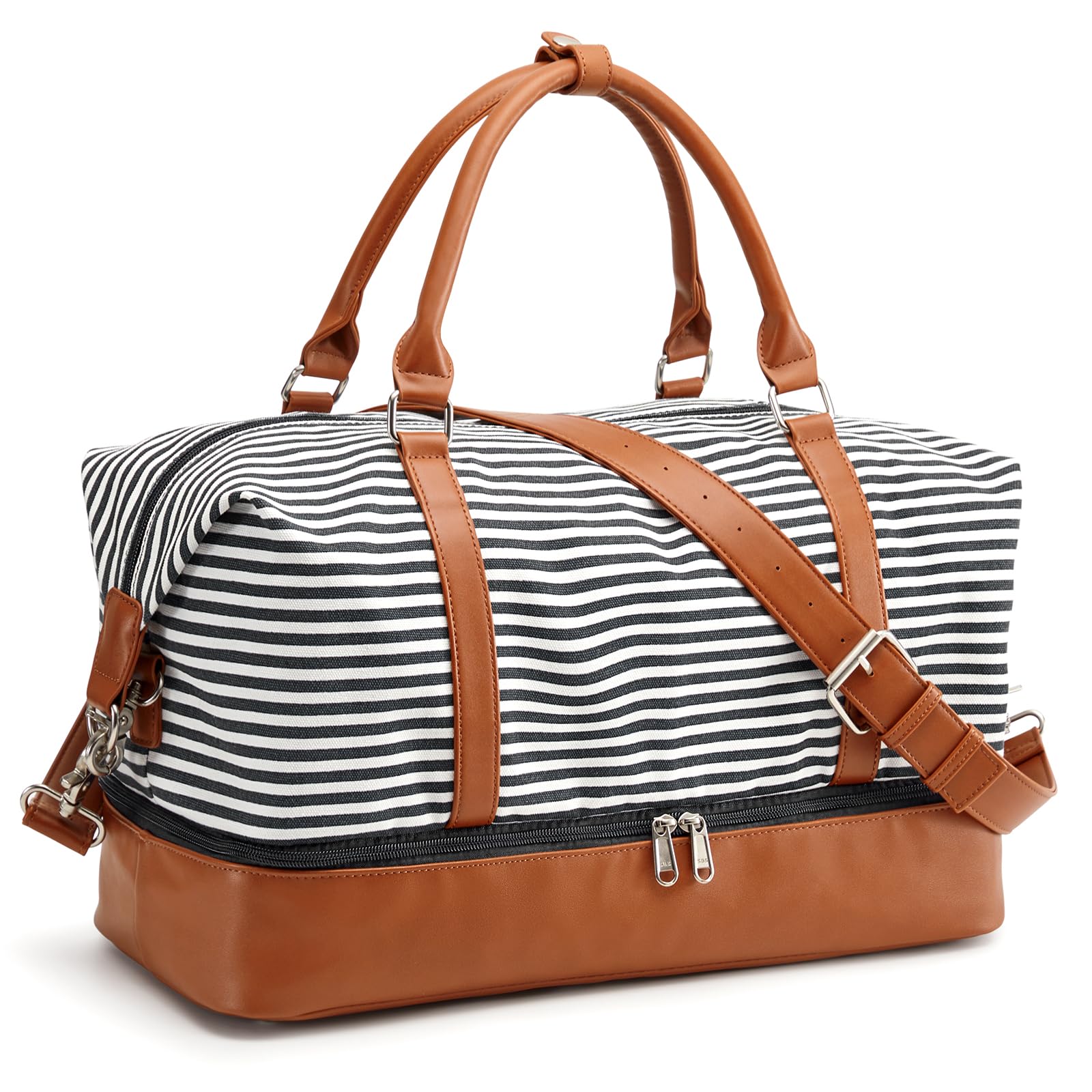 S-ZONE Weekender Bags for Women & Men - Lightweight Travel Duffel Bag with Shoe Compartment, Carry On Duffle Tote for Overnight Trips, Gym, Work & Weekend Getaways