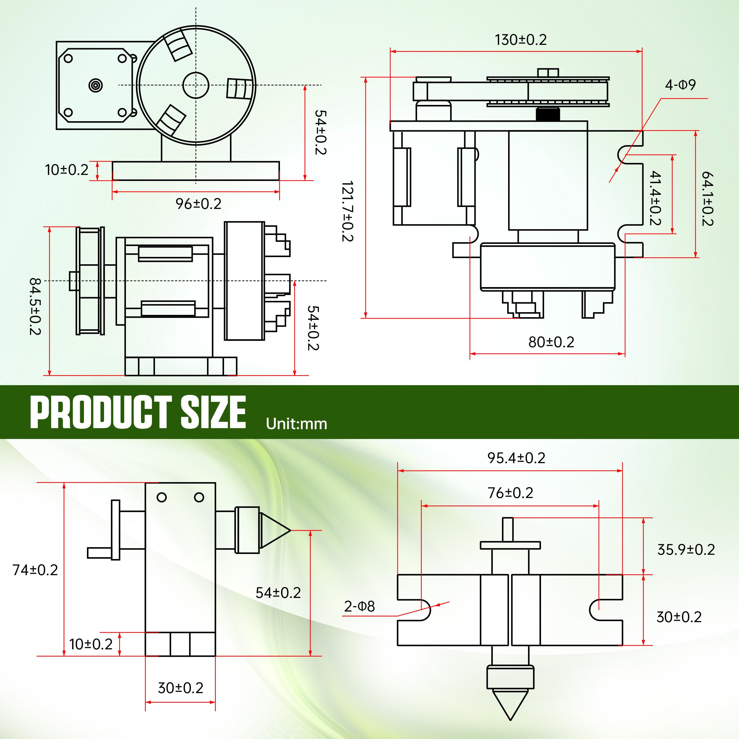 4th Axis CNC Rotary Table with 65mm 3-Jaw Chuck & Nema17 Stepper Motor - 4:1 Reducing Ratio for CNC Milling, Engraving & Woodworking - Includes 54mm Tailstock for Precision Machining (Perfect for DIY Projects, Metalworking & CNC Router Upgrades)