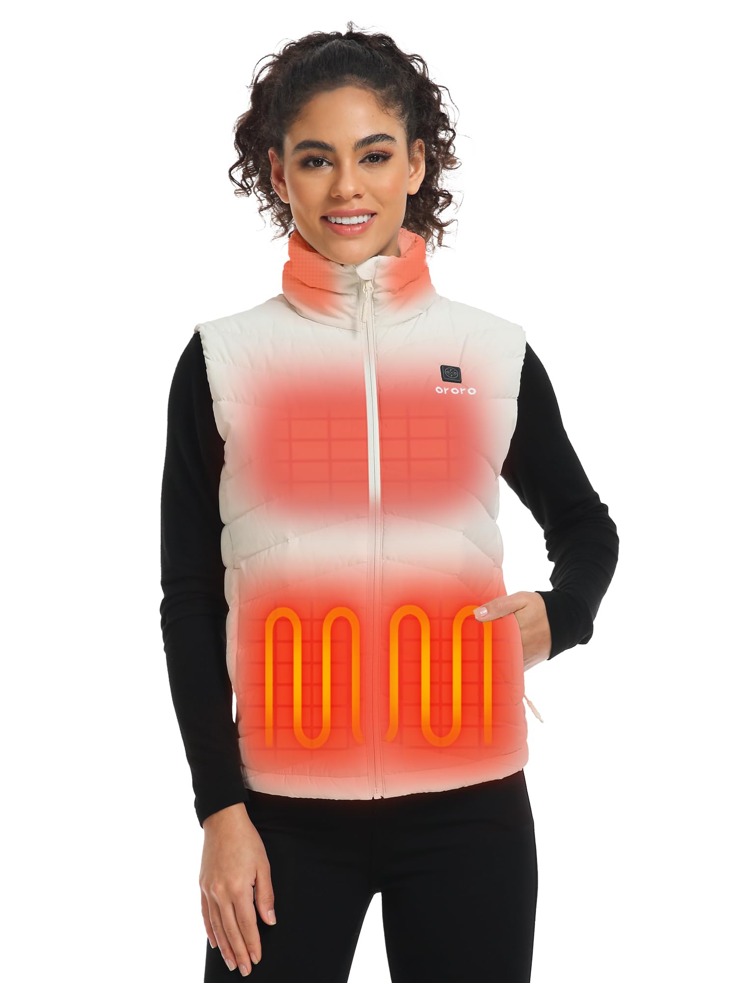 ORORO Women's Heated Down Vest with Rechargeable Battery - Lightweight 800 Fill Power Heated Jacket for Cold Weather - Perfect for Outdoor Activities, Hiking, and Winter Travel (Charger Not Included)