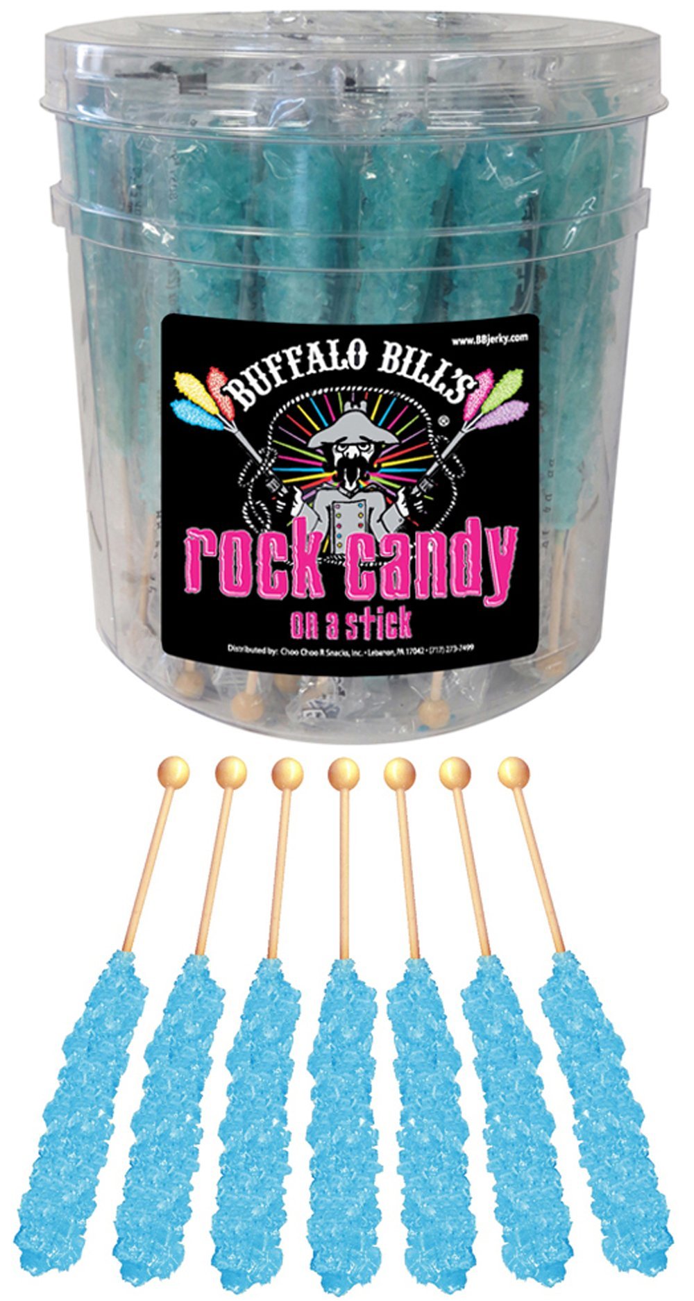 Buffalo Bills Light Blue Cotton Candy Rock Candy Sticks - 36 Count Tub | Sweet Treat for Parties, Gifts & Game Day Snacks