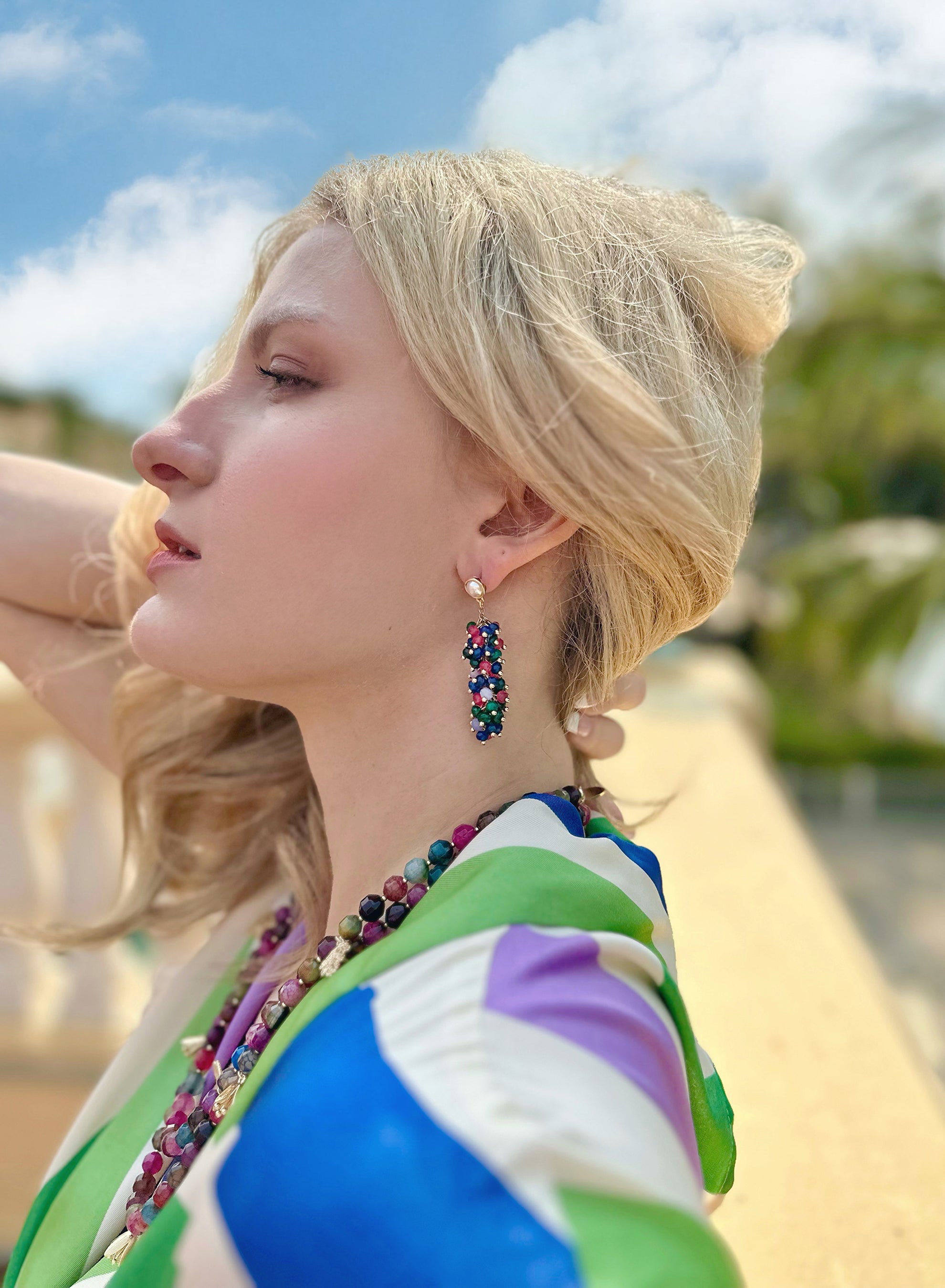Fruity Colorful Gemstone Earrings JE015 - Vibrant Handmade Jewelry for Women | Perfect for Parties, Weddings & Everyday Wear