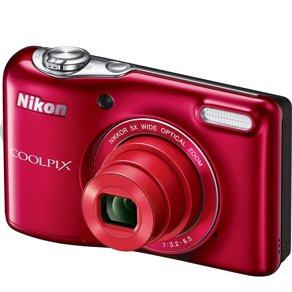 Nikon COOLPIX L32 16MP Digital Camera with 5x Optical Zoom - Red | Compact Point & Shoot Camera for Travel, Family Events & Everyday Photography