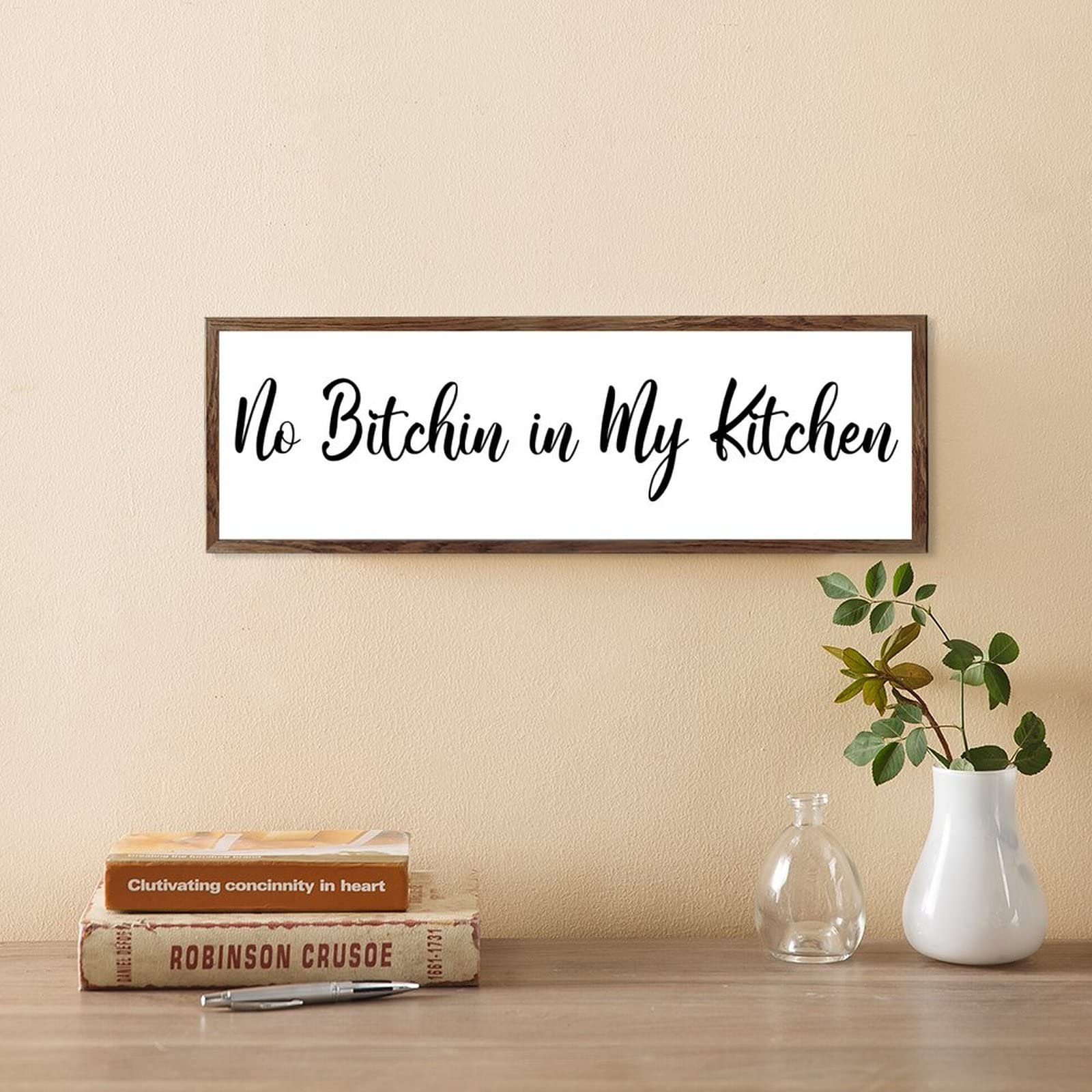 No Bitchin In My Kitchen - Funny 6x20 Inch Rustic Wooden Sign for Mother's Day, Chef Gifts & Kitchen Decor - Perfect for Farmhouse Kitchens, Cooks & Mom's Birthday