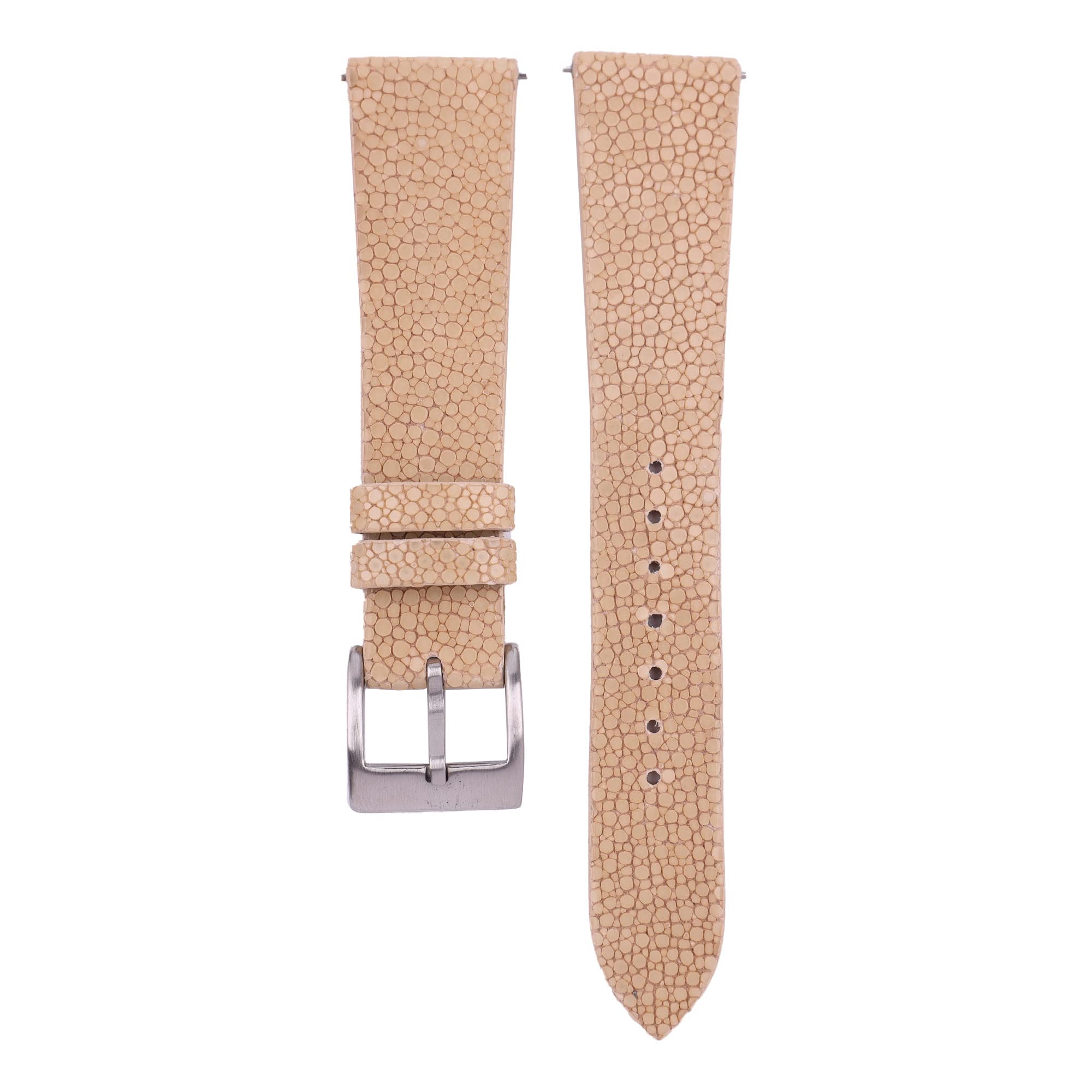 Premium Stingray Leather Watch Bands for Men & Women - Handmade Vintage Quick Release Watch Straps (16mm-24mm) - Durable Luxury Replacement Watch Bands for Everyday Wear, Business & Casual Outfits (Beige)