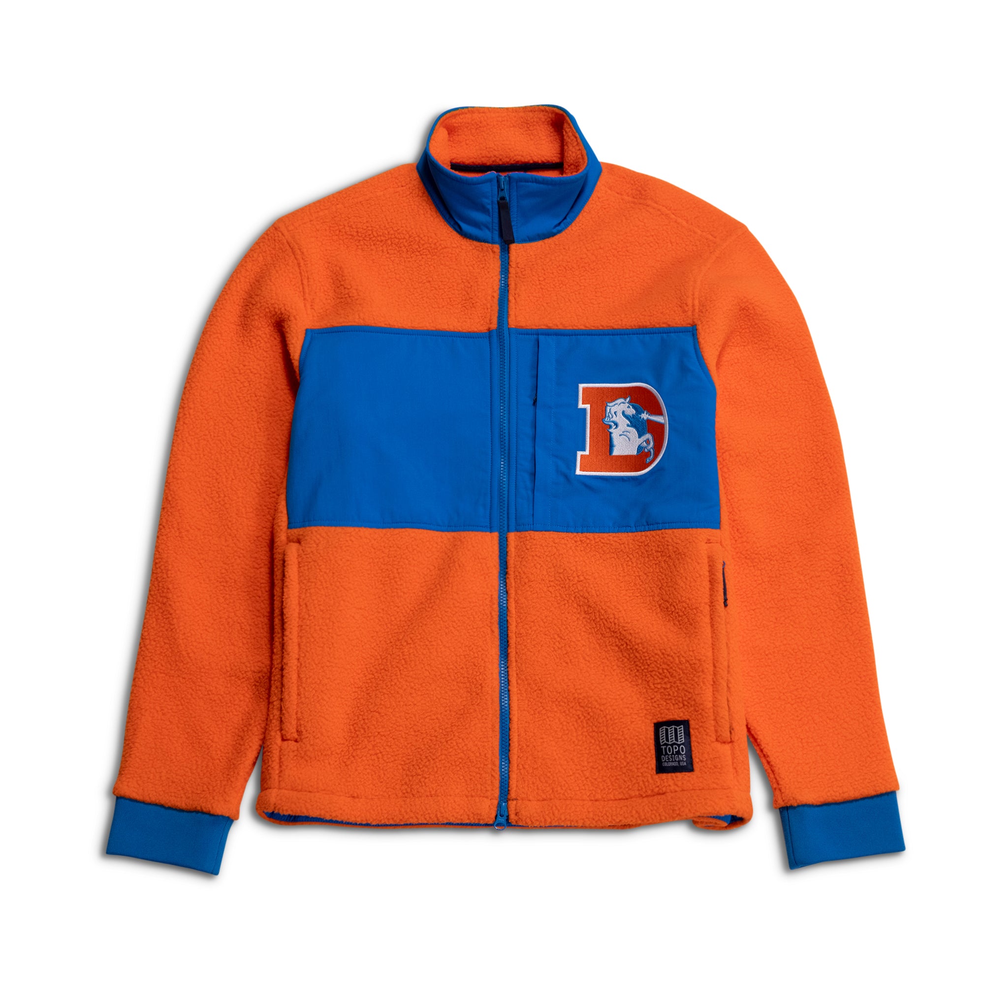Topo Designs x Denver Broncos Summit Rise Full Zip Jacket - Waterproof Hiking & Outdoor Windbreaker for Men - Perfect for Camping, Travel & Winter Sports