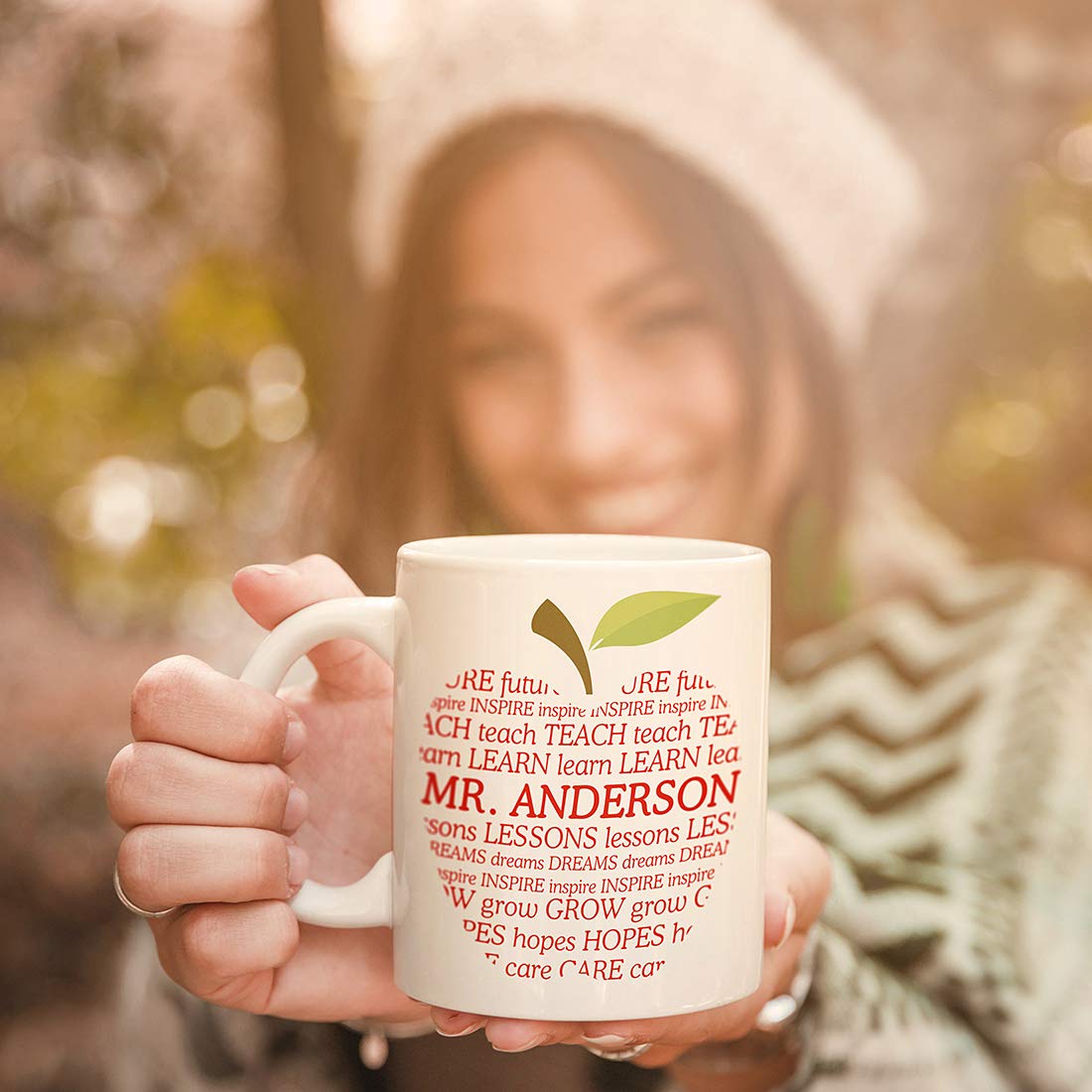 Personalized Teacher Mug with Name - Gift for Women Teachers in PE, Math, Art, Science - Perfect for Teacher Appreciation Day & Retirement Gifts (White)