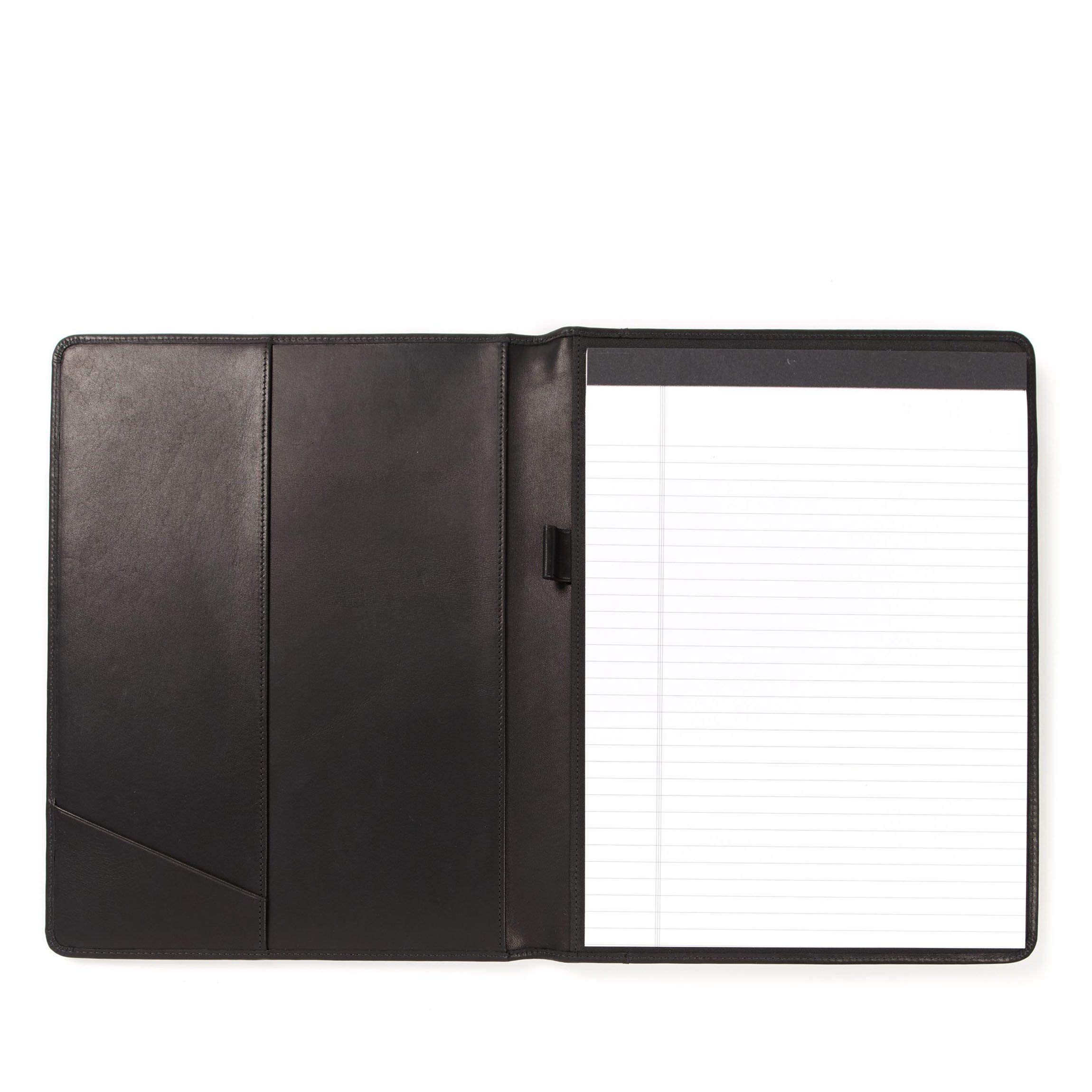 Premium Black Oil Leather Padfolio with Pen Loop - Professional Business Organizer for Meetings, Office & Executive Gifting