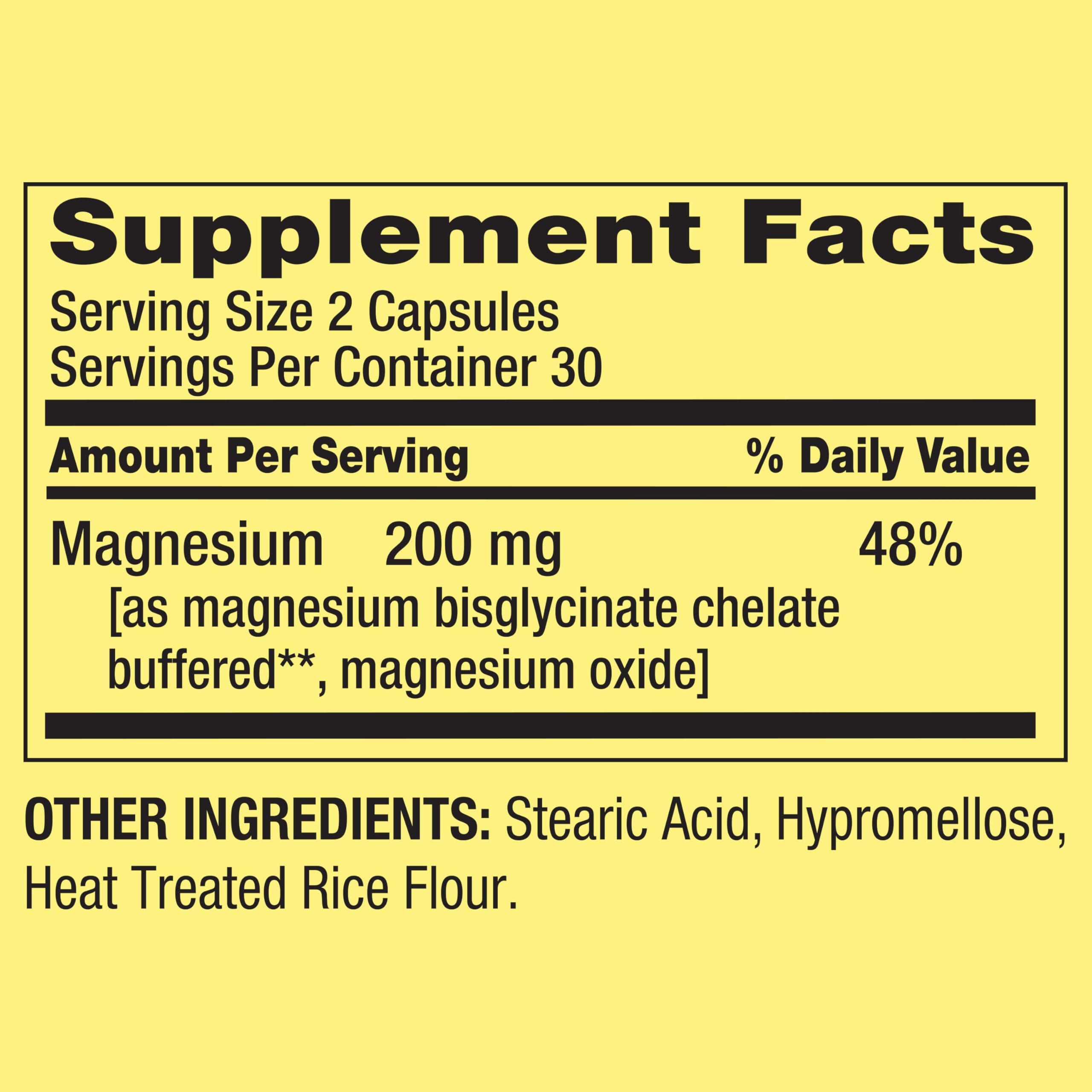 Spring Valley Magnesium Supplement 200mg - Supports Sleep, Bone & Muscle Health - 60 Vegetarian Capsules - Perfect for Relaxation & Recovery After Workouts