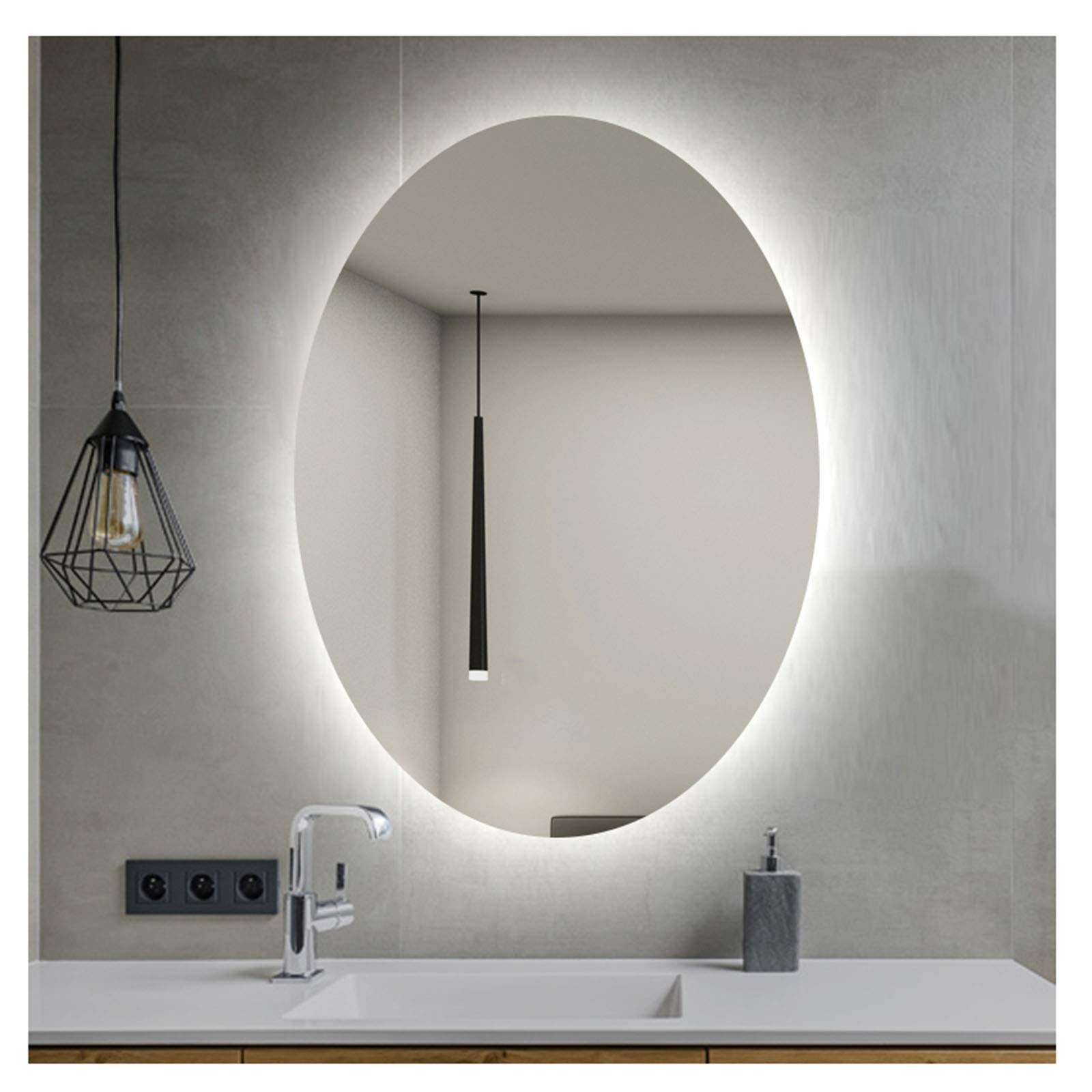 20×28 Inch LED Bathroom Mirror with Backlit Lighting - Energy Saving Oval Wall Mirror for Bathroom, Living Room & Bedroom - Perfect for Makeup, Shaving & Home Decor