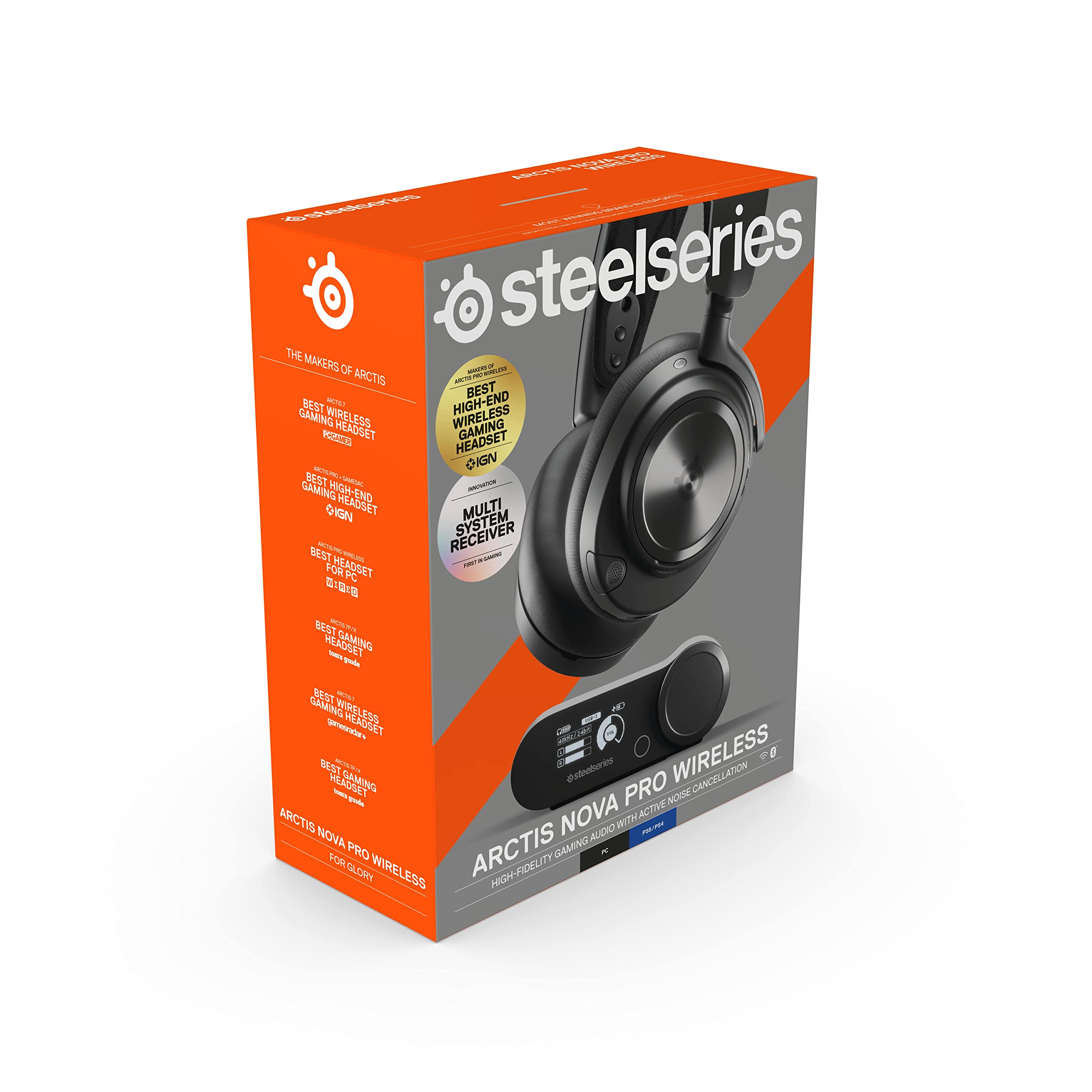 SteelSeries Arctis Nova Pro Wireless Gaming Headset with Hi-Fi Sound & Active Noise Cancellation - Multi-Platform Compatible (PC, PS5, PS4, Nintendo Switch, Mobile) - Infinity Power System & Retractable Mic for Pro Gamers - Perfect for Competitive Gaming, Streaming, and Home Entertainment