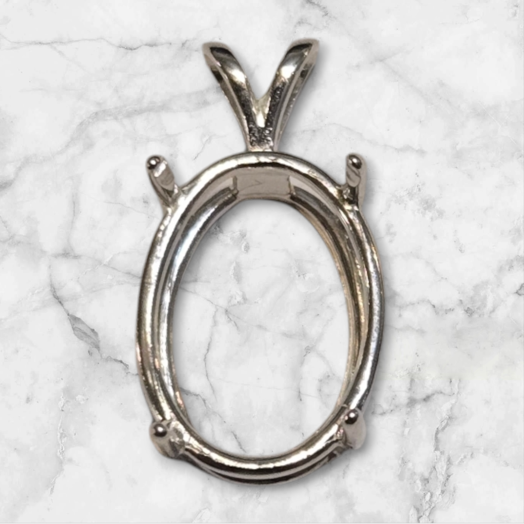 925 Solid Sterling Silver 6X4mm 30X22mm Oval Cut Pendant Setting for Jewelry Making - Handcrafted in USA (161050) - Perfect for Necklaces, Earrings & DIY Jewelry Designs