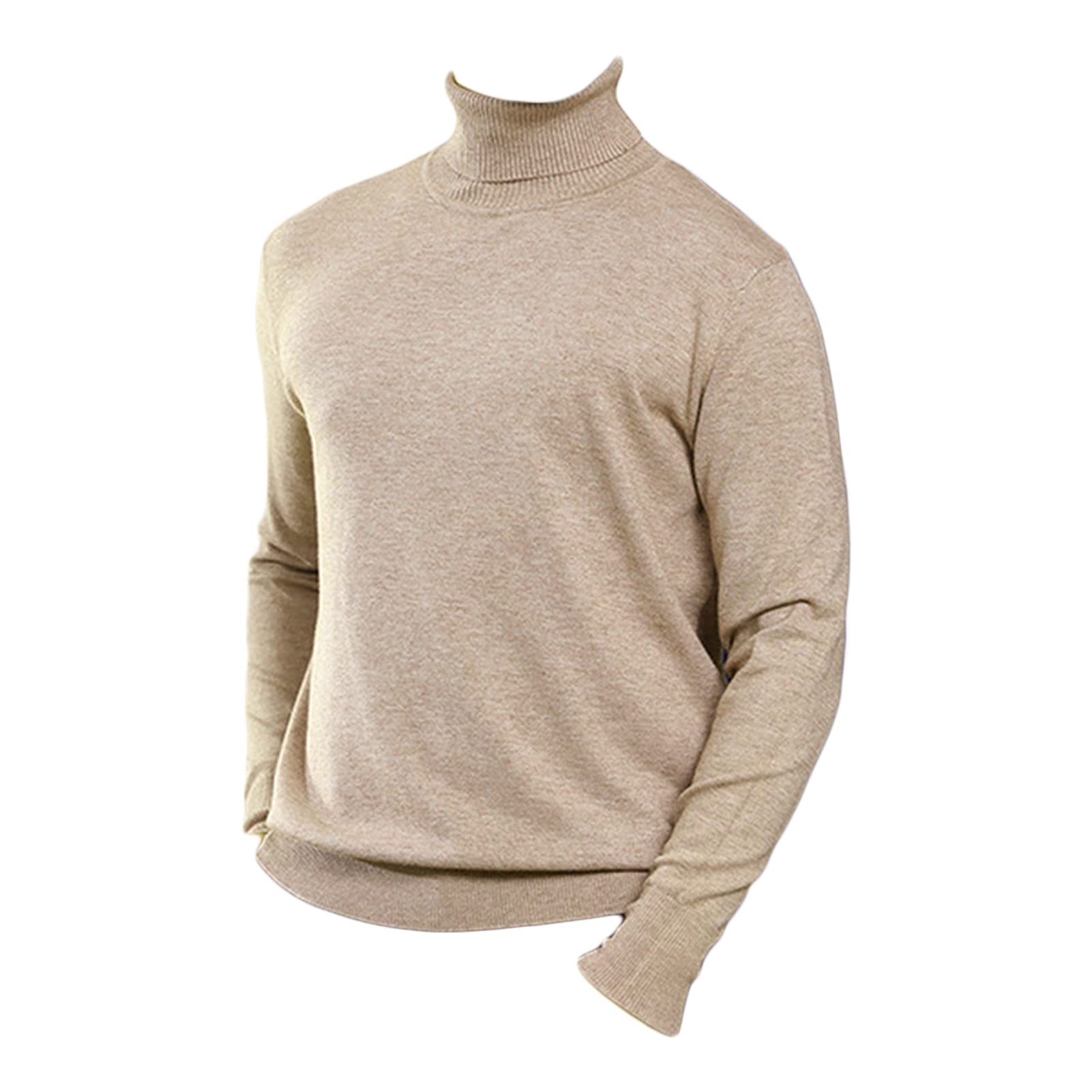 Men's Loose Fit Turtleneck Sweater - Soft Thermal Knit Pullover, Casual Long Sleeve Warm Top (Beige, Small) | Perfect for Winter Layering, Office Wear & Casual Outfits
