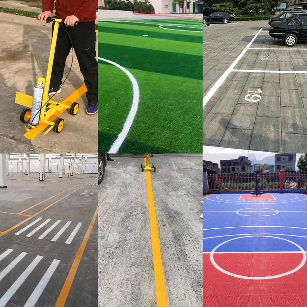 BAUSATZ Parking Lot Striping Machine - Professional Spray Paint Line Marker for Driveways, Concrete & Basketball Courts | Draw Lines, Arcs, S-Lines & Circles | Perfect for Road Marking, Warehouse Floor Painting & Sports Court Maintenance