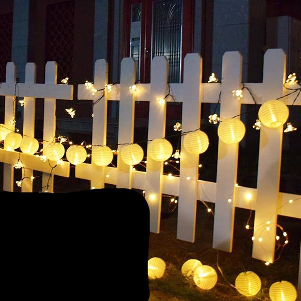8.5Ft Outdoor White Lantern String Lights - 10 Mini Nylon Hanging Waterproof Fairy Lights for Patio, Bedroom, Wedding & Party Decor (White Wire) | Perfect for Garden, Backyard, Balcony & Indoor Festive Lighting