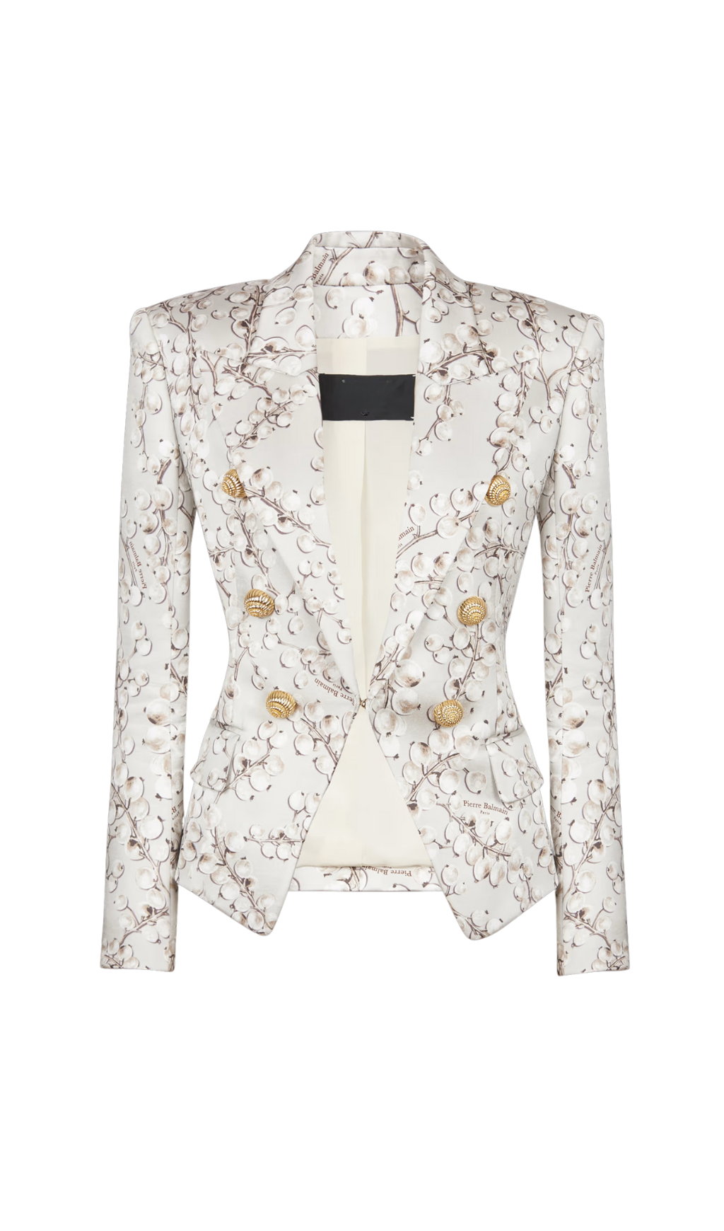 Stylish 6-Button Satin Jacket with Redcurrant Print - Perfect for Casual Outings & Evening Events
