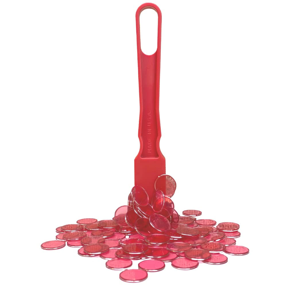 MR CHIPS USA-Made Magnetic Bingo Wand with 100 Red Chips - Perfect for Bingo Games, Classroom Activities & Family Game Nights