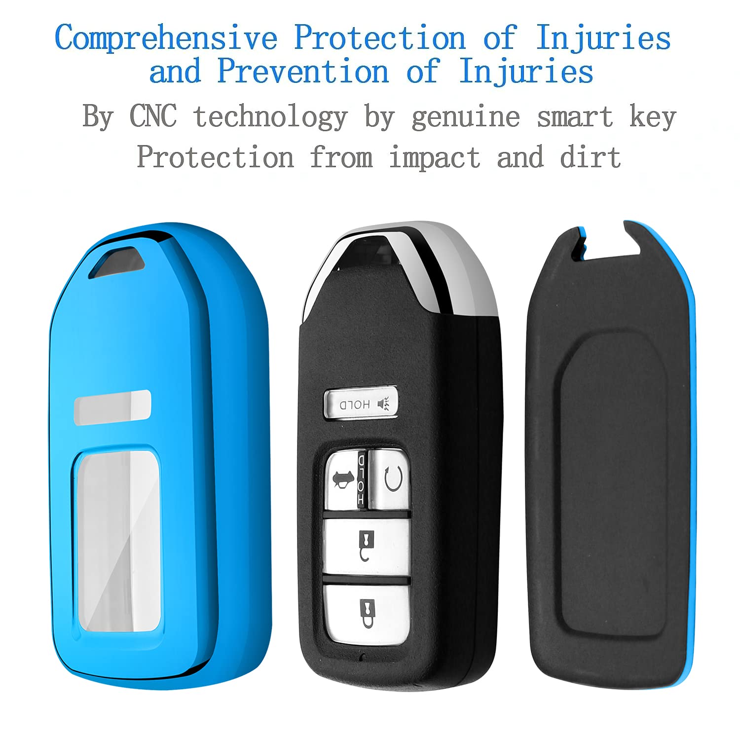 Premium Soft TPU Honda Key Fob Cover - Full Protection Key Shell Case Compatible with Civic, Accord, Pilot, CR-V, Insight EX/EX-L/Touring - Durable Remote Key Accessories (Blue) - Perfect for Daily Use & Car Protection