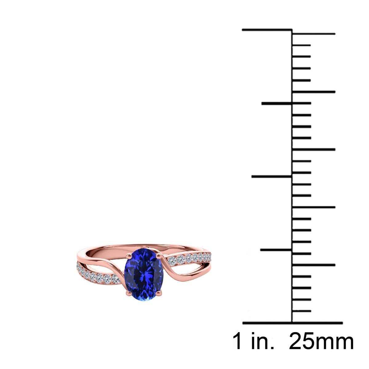 1.00 Carat Tanzanite & Diamond Ring in 10K Rose, Yellow or White Gold - Elegant Valentine's Day Gift for Her, Anniversary Present, Engagement Ring Alternative, Birthstone Jewelry for December