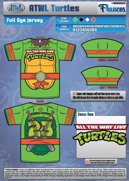 Cowabunga Teenage Mutant Ninja Turtles Youth Full Dye Baseball Jersey - Cool TMNT Sports Apparel for Kids & Teens - Perfect for Baseball Games, Cosplay & Fan Events