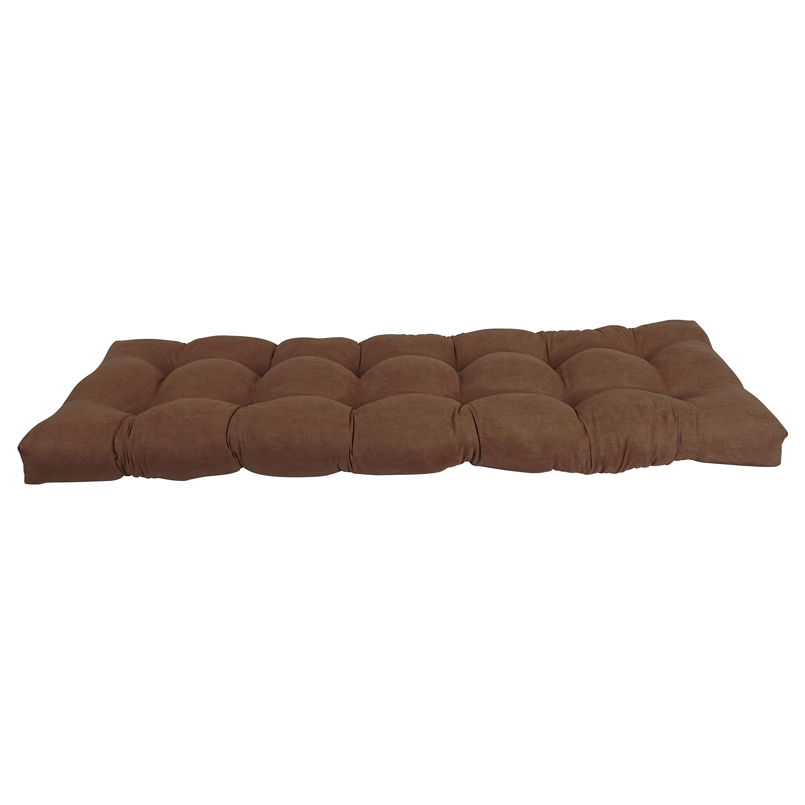 Blazing Needles Microsuede Tufted Bench Cushion 60x19 Inches - Soft Chocolate Brown Upholstery Foam Seat Pad for Entryway, Bedroom, or Living Room Furniture