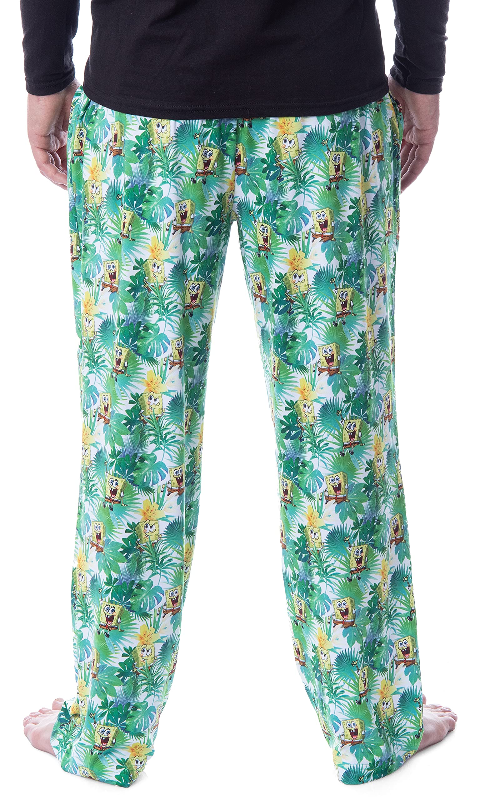 SpongeBob SquarePants Men's Tropical Print Lounge Pants - Soft Sleepwear & Casual Pajama Bottoms for Nickelodeon Fans (Home Relaxation, Gift for Cartoon Lovers)