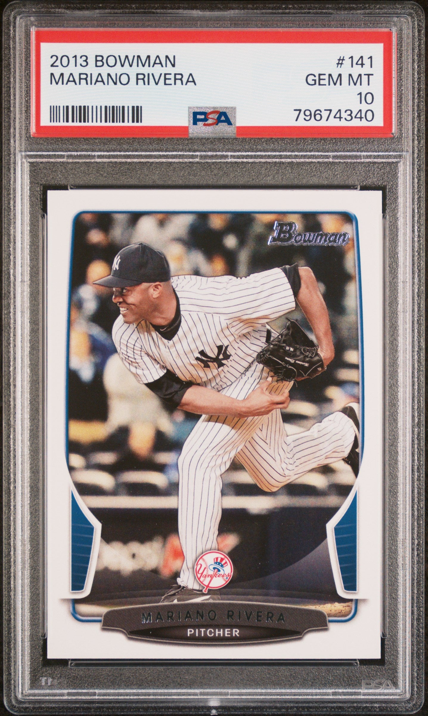 2013 Bowman Mariano Rivera #141 PSA 10 Gem Mint Baseball Card - Perfect for Collectors & Yankees Fans, Great for Display or Investment