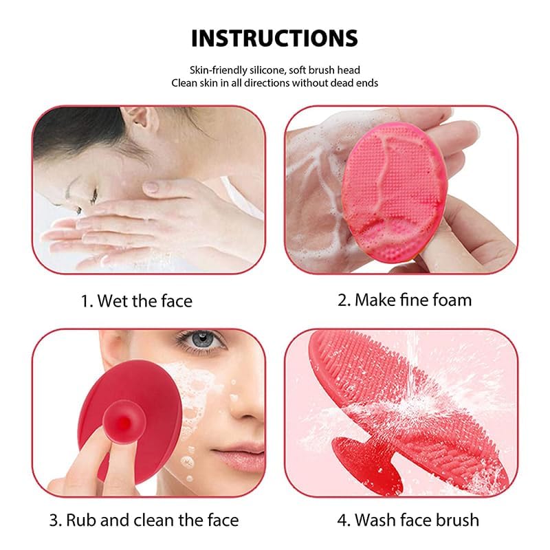 MobFest® Silicone Baby Shampoo Brush & Facial Cleansing Tool - Gentle Exfoliating Blackhead Remover for Sensitive Skin, Multi-Color Set of 6 - Perfect for Newborn Bath Time & Daily Skincare Routine