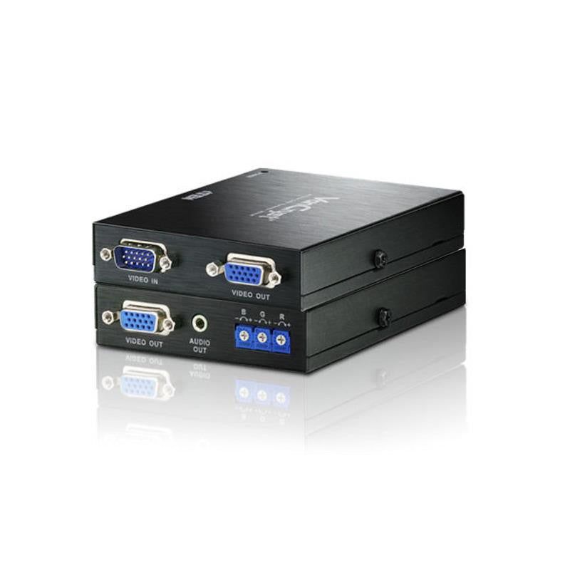 Aten VE170Q VGA Audio Extender - 300m Range 1024x768@60Hz Resolution with VGA Gain Control & Deskew - Ideal for Conference Rooms, Classrooms & Home Theater Systems